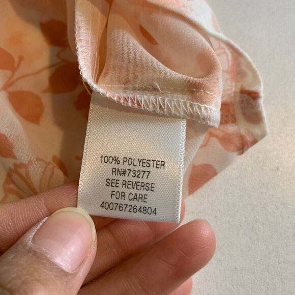 Candies Blouse Womens M Medium Floral Tab Sleeve Button Mixed Fabric Petal Back - Picture 8 of 11